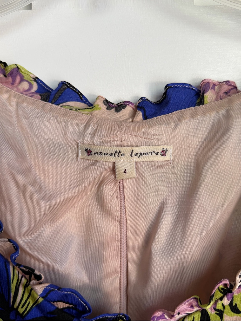 Nanette Lepore Pink Floral Ruffle Sleeve Silk Blouse - Picture 3 of 15